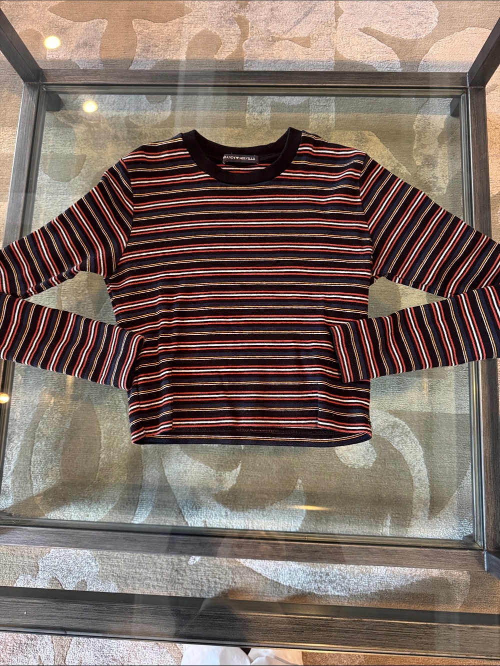 Brandy Melville Black Multi-Striped Long Sleeve Tee